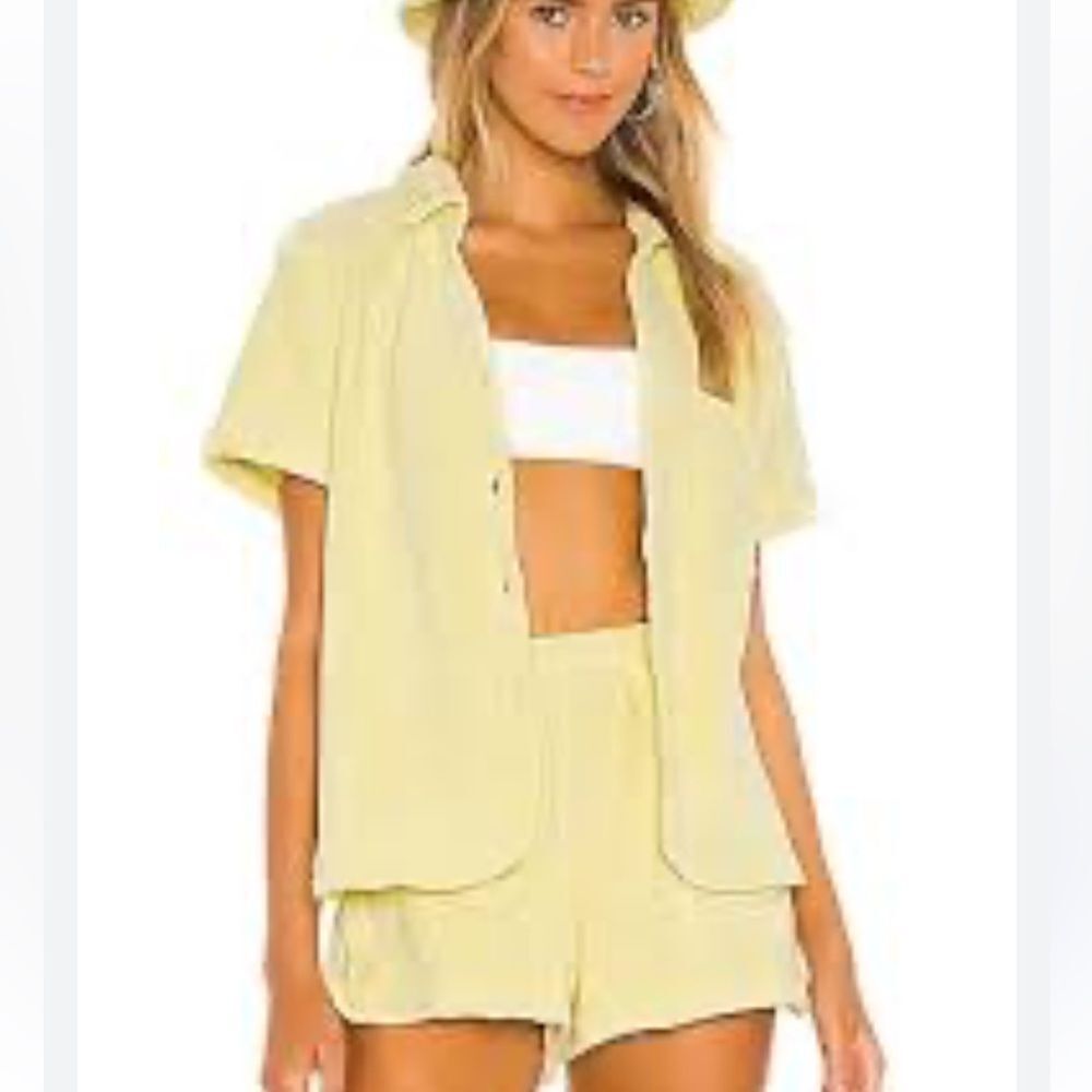 Frankie's Bikinis Yellow Terry Cloth Top size medium
